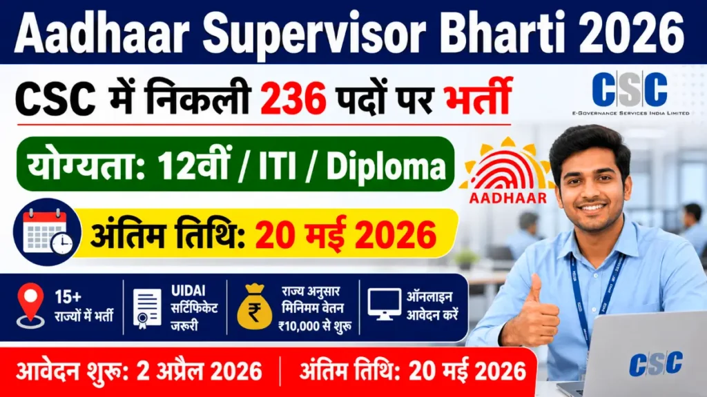 Aadhaar Supervisor Recruitment 2026
